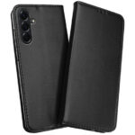 Juodas atverčiamas dėklas Samsung A266 A26 5G Smart Magnetic pagamintas iš odos imitacijos