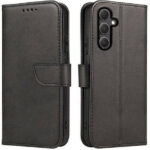 Juodas atverčiamas dėklas Samsung A366 A36 5G Wallet dirbtinės odos