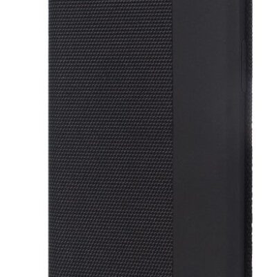 Juodas atverčiamas dėklas Samsung Galaxy A025 A02s Smart Senso su tekstūruotu priekinį dangteliu