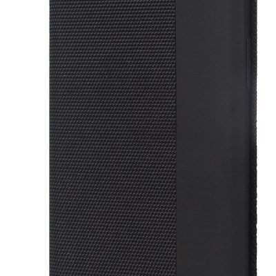 Juodas atverčiamas dėklas Samsung Galaxy A125 A12 Smart Senso su tekstūruota ir lygią danga