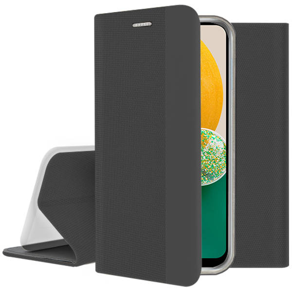 Juodas atverčiamas dėklas Samsung Galaxy A135 A13 4G Smart Senso Juodas atverčiamas dėklas Samsung Galaxy A135 A13 4G Smart Senso su tekstūruota išorine danga