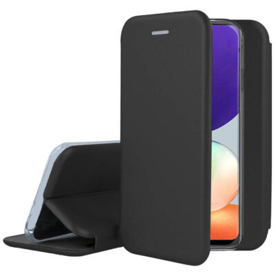 Juodas atverčiamas dėklas Samsung Galaxy A226 A22 5G Book Elegance su aiškiai matomu ekranu