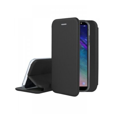 Juodas atverčiamas dėklas Samsung Galaxy A600 A6 2018 saugo telefoną nuo įbrėžimų