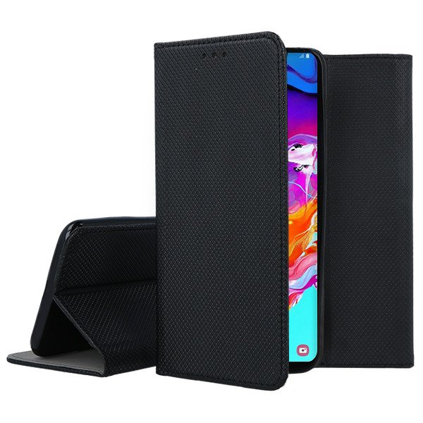 Juodas atverčiamas dėklas Samsung Galaxy A705 A70 Smart Magnet Juodas atverčiamas dėklas Samsung Galaxy A705 A70 smart magnet su tekstūruota paviršiaus apsauga