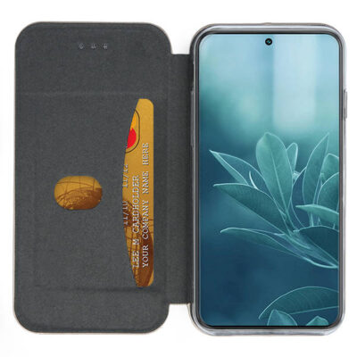 Juodas atverčiamas dėklas Samsung Galaxy S916 S23 Plus 5G Book Elegance su kortelių laikikliu