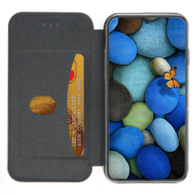 Juodas atverčiamas dėklas Samsung Galaxy S921 S24 Book Elegance ekrano apsauga ir kortelės lizdas