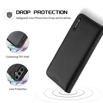 Juodas atverčiamas dėklas Samsung S921 S24 Dux Ducis Hivo su apsauga nuo smūgių ir objektyvo