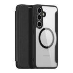 Juodas atverčiamas dėklas Samsung S926 S24 Plus Dux Ducis Skin X Pro su permatomu nugarėle ir kamera apsauga