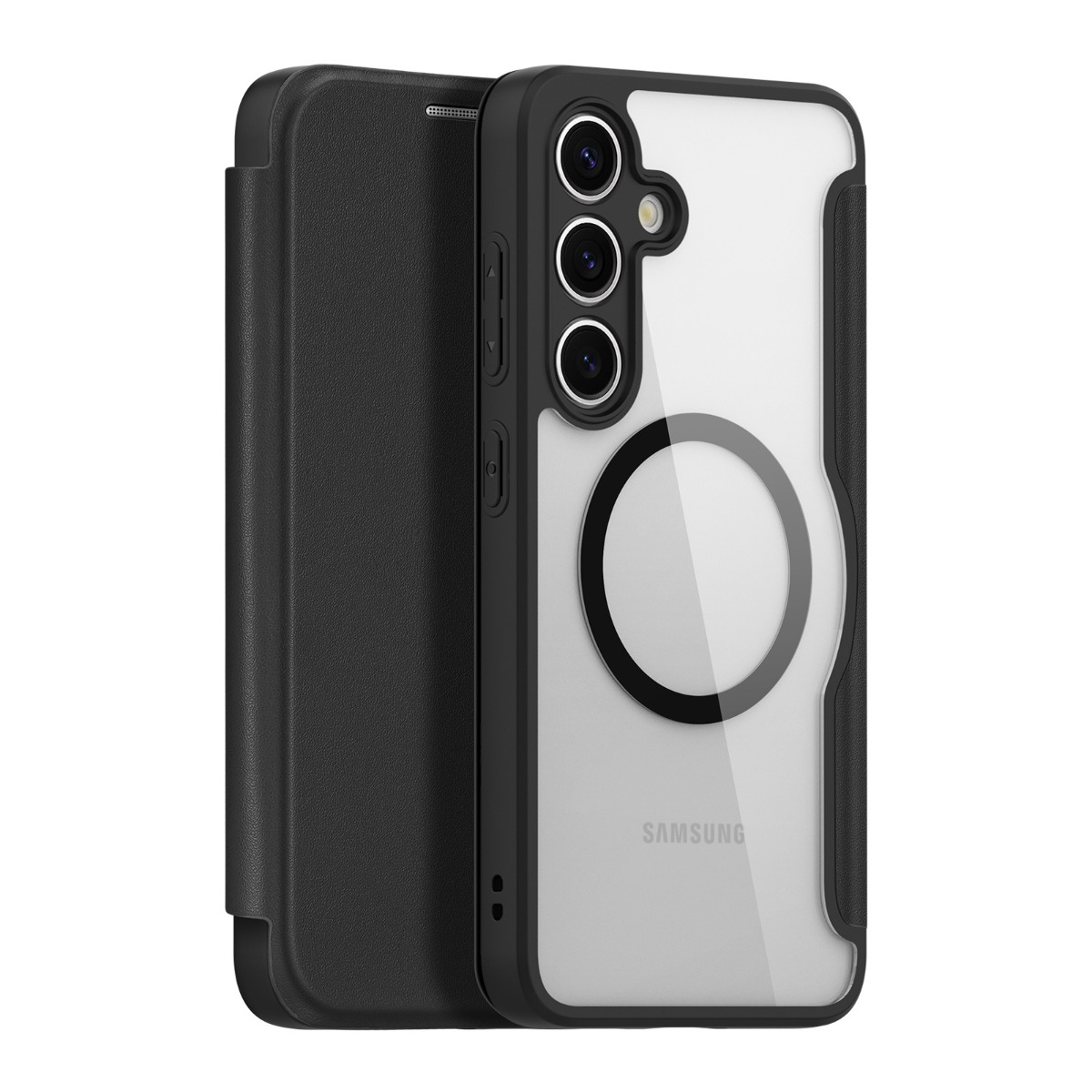 Juodas atverčiamas dėklas Samsung S926 S24 Plus Dux Ducis Skin X Pro Juodas atverčiamas dėklas Samsung S926 S24 Plus Dux Ducis Skin X Pro su permatomu nugarėle ir kamera apsauga