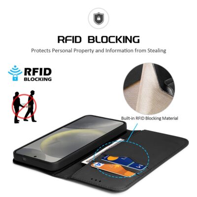 Juodas atverčiamas dėklas Samsung S931 S25 Dux Ducis Hivo su RFID blokavimo funkcija