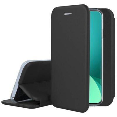 Juodas atverčiamas dėklas Xiaomi 11T 11T Pro Book Elegance su minkšta struktūra ir apsauga