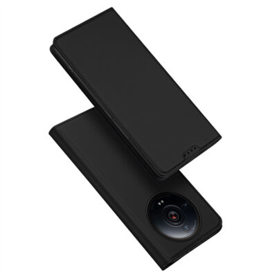 Juodas atverčiamas dėklas Xiaomi 12S Ultra su apsauga nuo įbrėžimų