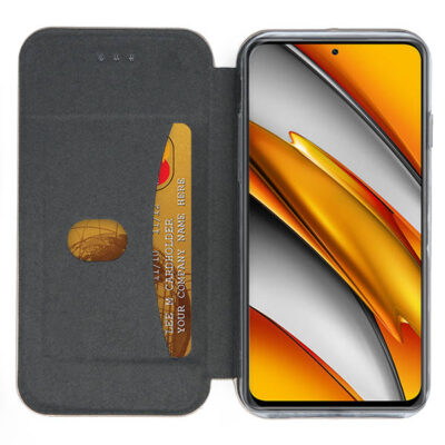 Juodas atverčiamas dėklas Xiaomi Poco X3 NFC X3 Pro su kortelių laikikliu