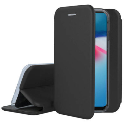 Juodas atverčiamas dėklas Xiaomi Poco M4 5G su dangteliu ir įstatytu telefonu