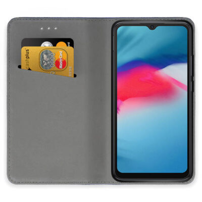 Juodas atverčiamas dėklas Xiaomi Poco M4 5G su kortelių laikikliu