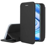 Juodas atverčiamas dėklas Xiaomi Poco X6 Pro 5G su uždarytu ir atidarytu dangteliu