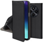 Juodas atverčiamas dėklas Xiaomi Redmi 14C Redmi A4 Poco C75 smart magnetic su telefono laikikliu