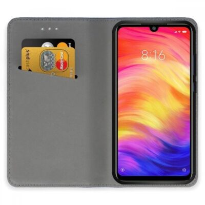 Juodas atverčiamas dėklas Xiaomi Redmi 7 su kortelių lizdais