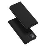 Juodas atverčiamas dėklas Xiaomi Redmi 9C su apsauga kamerai ir pirštų atspaudų skaitytuvo anga
