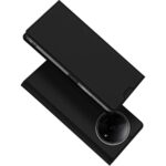 Juodas atverčiamas dėklas Xiaomi Redmi A3 su apsauga aplink kamerą ir matomu kraštu