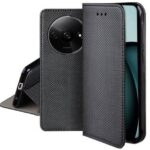 Juodas atverčiamas dėklas Xiaomi Redmi A3 su magnetiniu užsegimu