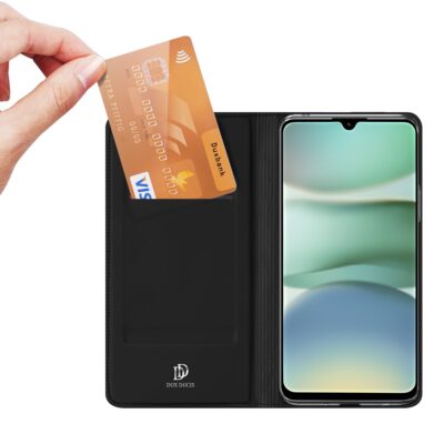Juodas atverčiamas dėklas Xiaomi Redmi A5 Poco C71 su kortelės laikikliu