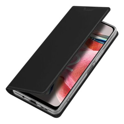 Juodas atverčiamas dėklas Xiaomi Redmi Note 12 Skin Pro su matiniu paviršiumi