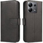 Juodas atverčiamas dėklas Xiaomi Redmi Note 13 Pro 4G Poco M6 Pro 4G Wallet su magnetiniu užsegimu