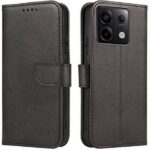 Juodas atverčiamas dėklas Xiaomi Redmi Note 13 Pro 5G Poco X6 5G Wallet su magnetiniu užsegimu