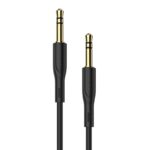 Juodas audio adapteris 3,5mm į 3,5mm Borofone BL1 su auksinėmis jungtimis