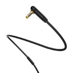Juodas audio adapteris 3,5mm į 3,5mm Borofone BL5 AUX su mikrofonu su auksiniu kampiniu kištuku