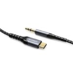 Juodas Audio adapteris Joyroom SY-A03 su Type-C ir 3.5mm jungtimis laidui