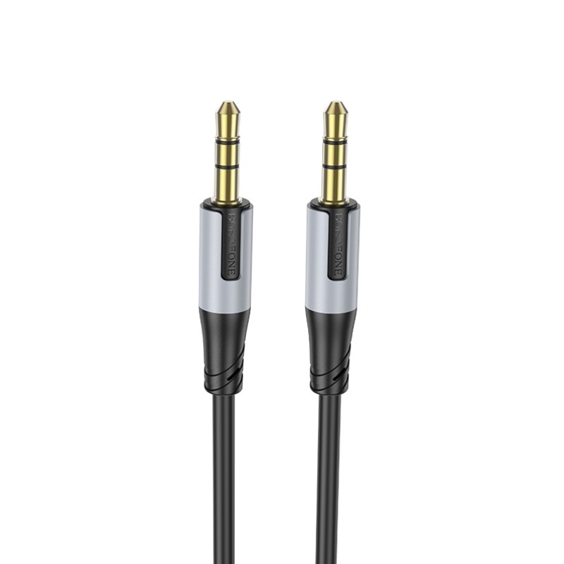 Juodas audio kabelis Borofone BL19 3,5mm to 3,5mm Juodas audio kabelis Borofone BL19 su 3,5mm auksuotais jungtimis ir dėmesiu detalėms