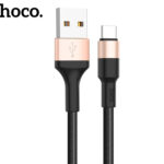 Juodas-auksinis USB kabelis Hoco X26 Type-C 1.0m su paildytu juodu ir auksiniu dizainu
