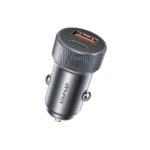 Juodas automobilinis įkroviklis Awei C-857 33W USB-C ir USB-A jungtimis