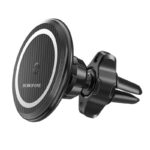 Juodas automobilinis laikiklis-įkroviklis Borofone BH45 Magsafe 15W magnetinis su magnetine laikymo dalimi