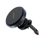 Juodas automobilinis laikiklis-ikroviklis Choetech T205-F MagSafe su melyna apvadu