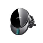 Juodas automobilinis laikiklis-įkroviklis Joyroom JR-ZS409 MagSafe 15W blizgiu paviršiumi