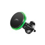 Juodas automobilinis laikiklis-įkroviklis Remax RM-C01 MagSafe 15W su žaliu apšvietimu