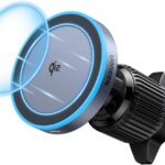 Juodas automobilinis laikiklis-ikroviklis Ugreen W708 MagSafe 15W su magnetiniu laikikliu ir apvadu