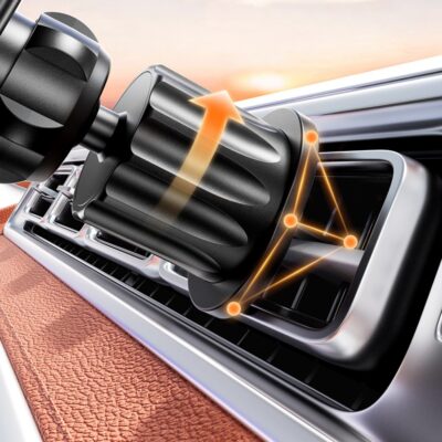 Juodas automobilinis telefono laikiklis Awei X52 Magnetic tvirtinamas prie oro ventiliacijos grotelių