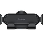 Juodas automobilinis telefono laikiklis Baseus tvirtinamas į ventiliacijos groteles