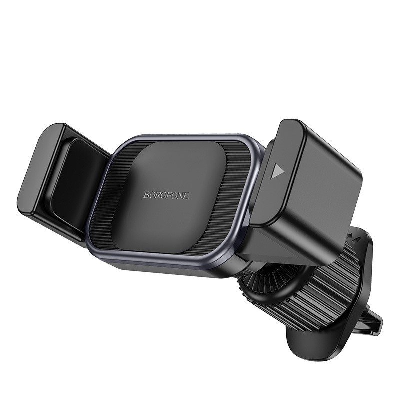 Juodas automobilinis telefono laikiklis Borofone BH106 (air vent) Juodas automobilinis telefono laikiklis Borofone BH106, skirtas tvirtinti prie oro angos