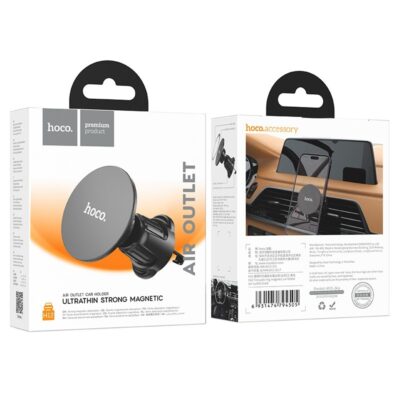 Juodas automobilinis telefono laikiklis Hoco H12 magnetinis su oro angos tvirtinimu