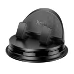 Juodas automobilinis telefono laikiklis Hoco H55 su tekstūra ir stoveliu laikyti telefoną