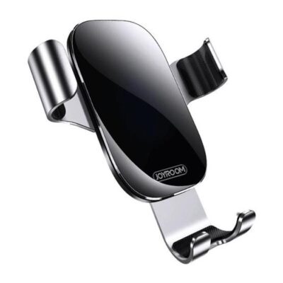 Juodas automobilinis telefono laikiklis Joyroom JR-ZS198 su metaliniu šonu ir apvalia forma