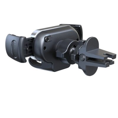 Juodas automobilinis telefono laikiklis Joyroom JR-ZS351 su spaudžiamu laikikliu ir tvirtinimu.