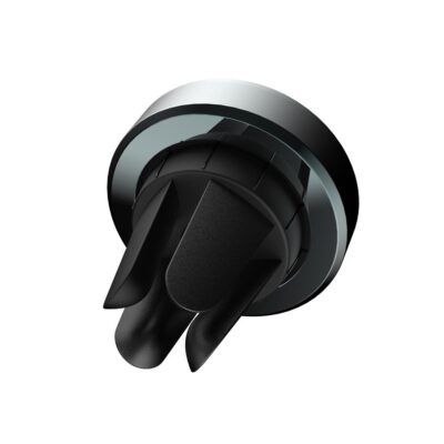 Juodas automobilinis Universalus telefono laikiklis Devia Circle su apvalia sidabrine apsauga ir trikampėmis tvirtinimo dalimis