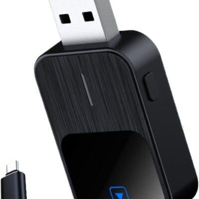 Juodas belaidis CarPlay Android Auto adapteris Reach K2 su USB jungtimi