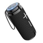 juodas bluetooth nesiojamas garsiakalbis borofone br24 su mazais mygtukais ir nailonine kilpele